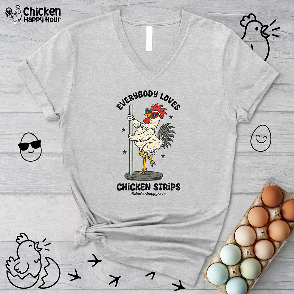Everybody Loves Chicken Strips V-Neck Tee