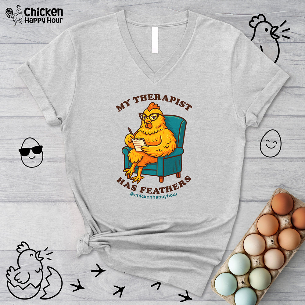 Therapist Chickens V-Neck Tee