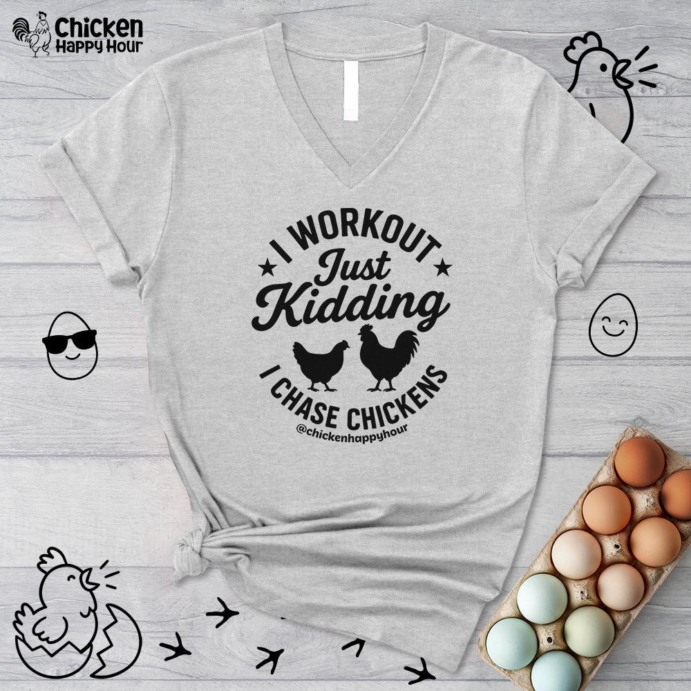 I Workout Just Kidding V-Neck Tee