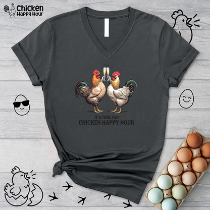 It’s Time For Chicken Happy Hour V-Neck Tee