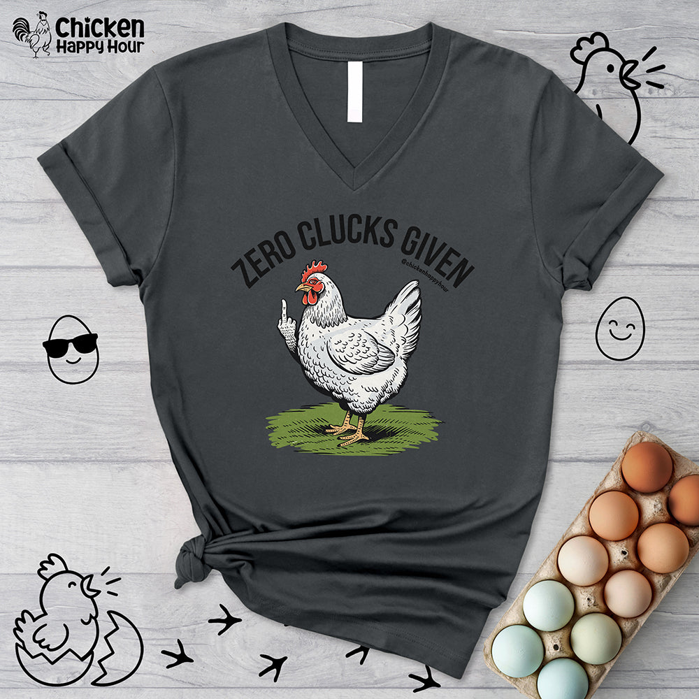 Zero Clucks Given V-Neck Tee