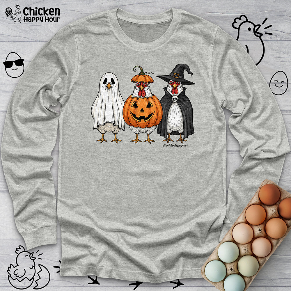 Chickens Wearing Halloween Costumes Long Sleeve Tee