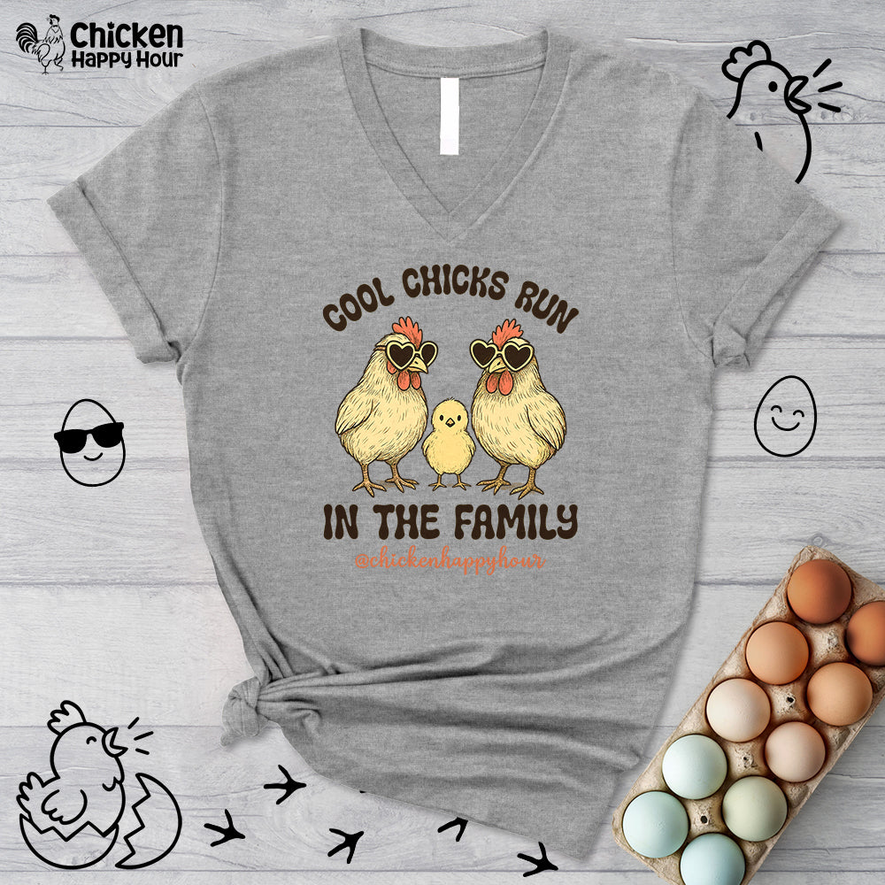 Cool Chicks Run in the Family V-Neck Tee