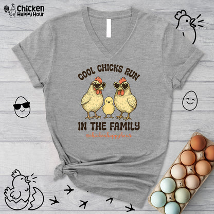 Cool Chicks Run in the Family V-Neck Tee