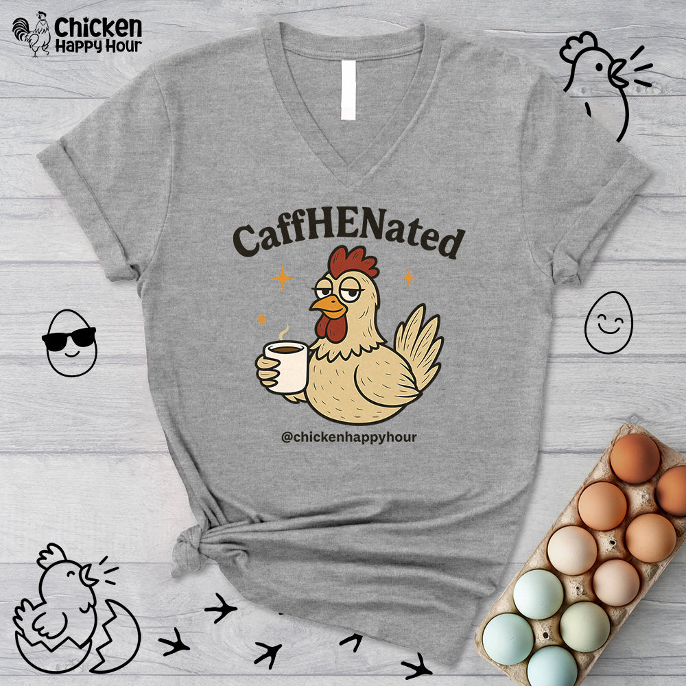 CaffHENated V-Neck Tee