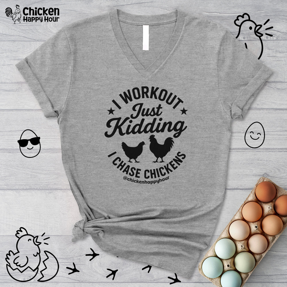 I Workout Just Kidding V-Neck Tee