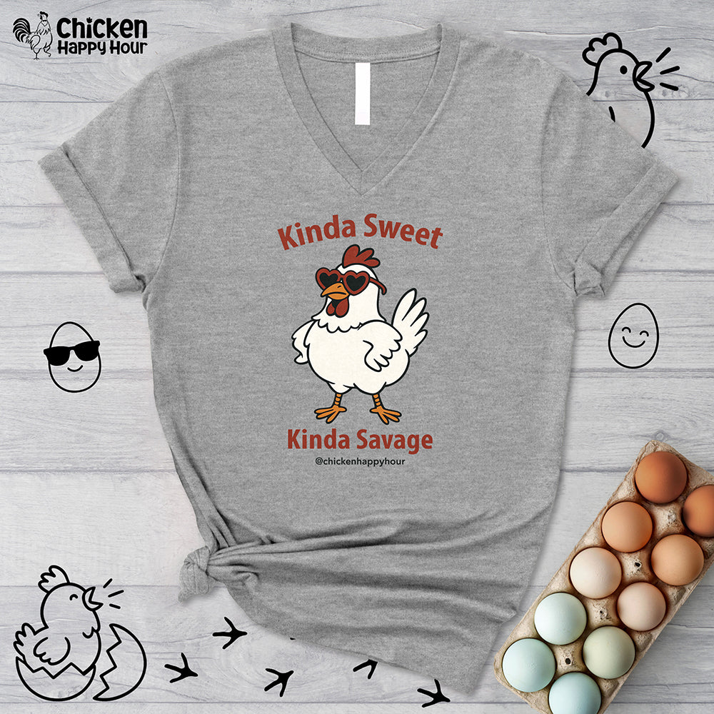 Kinda Sweet Kinda Savage V-Neck Tee