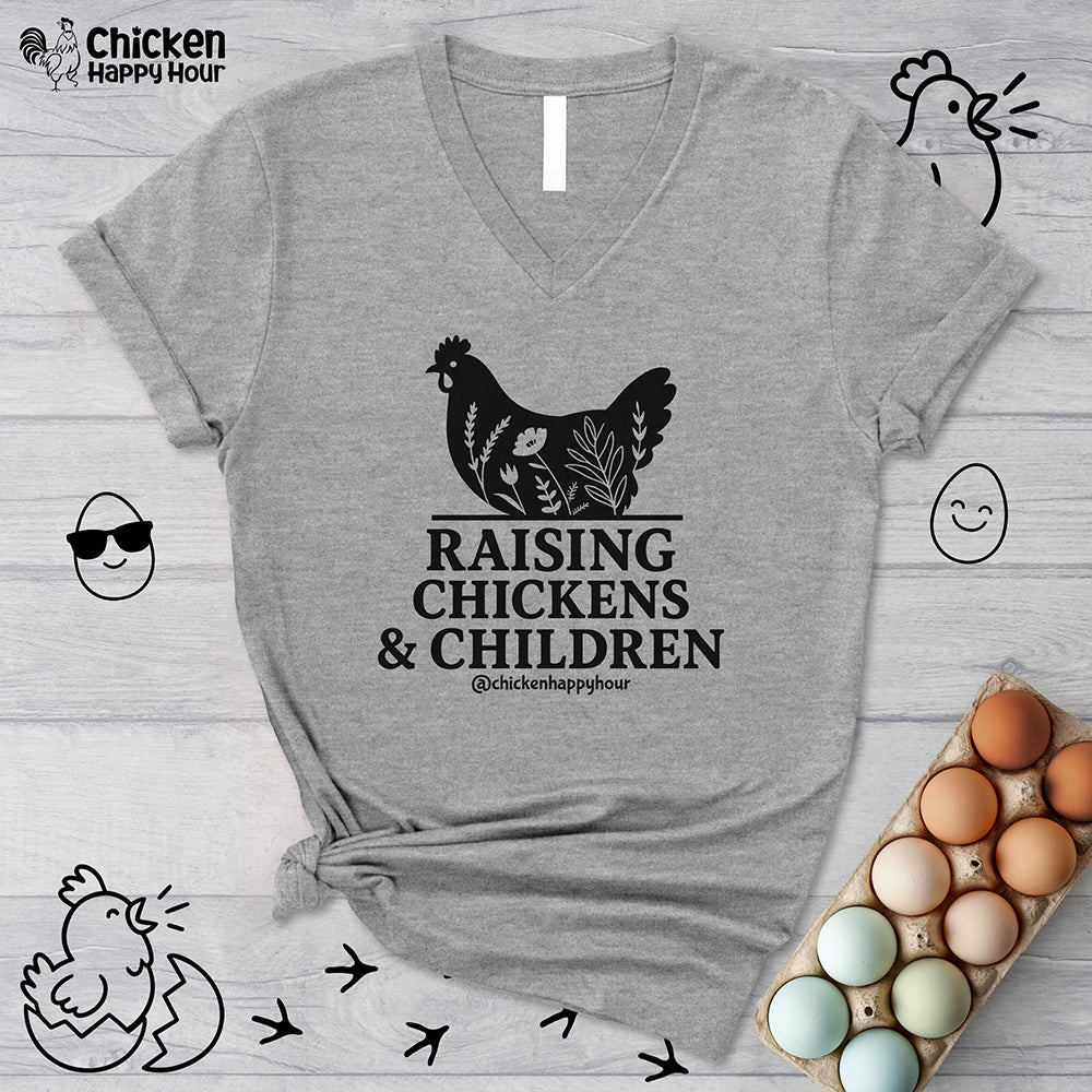 Raising Chickens & Children  V-Neck Tee
