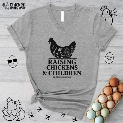 Raising Chickens & Children  V-Neck Tee