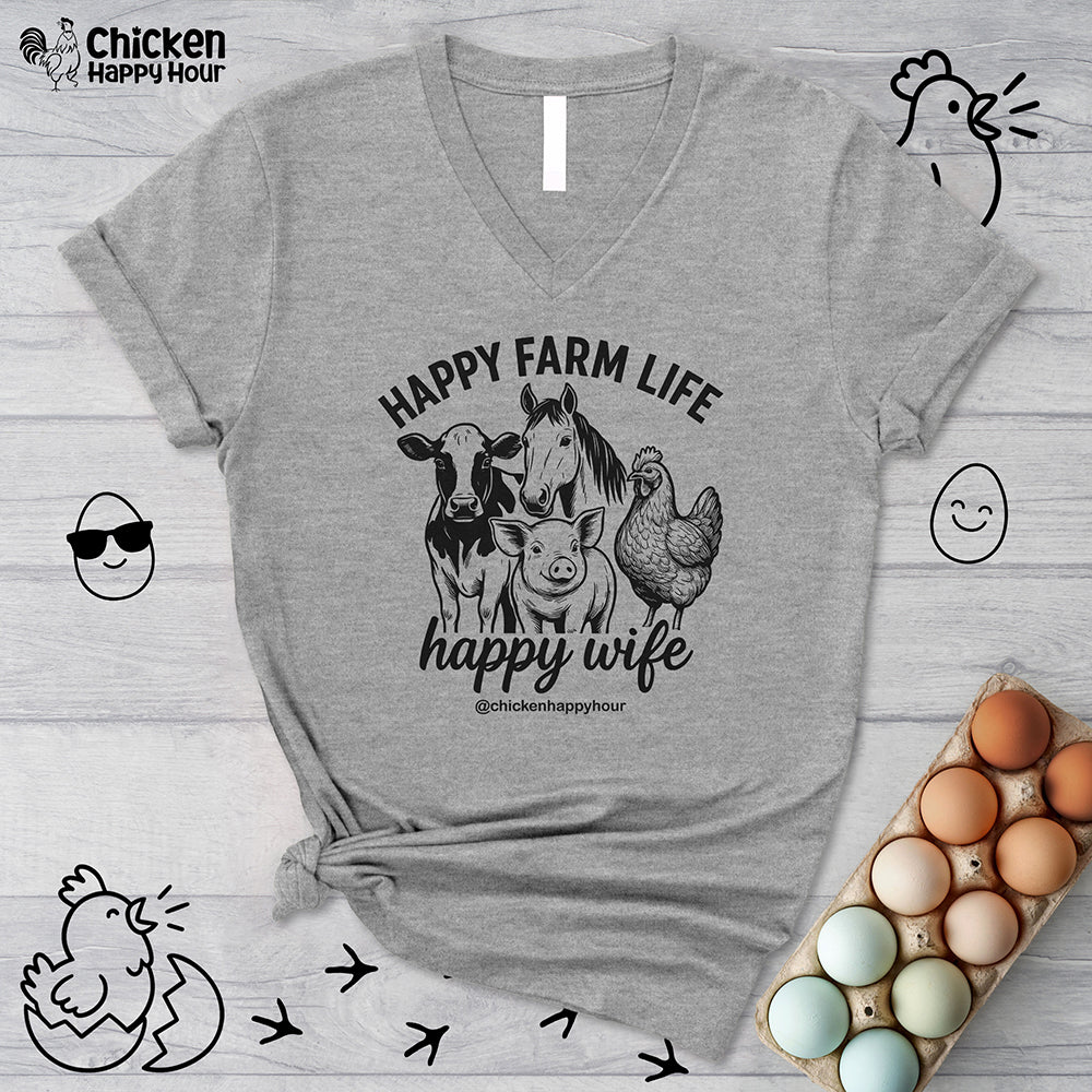 Happy Farm Life Happy Wife 01 V-Neck Tee