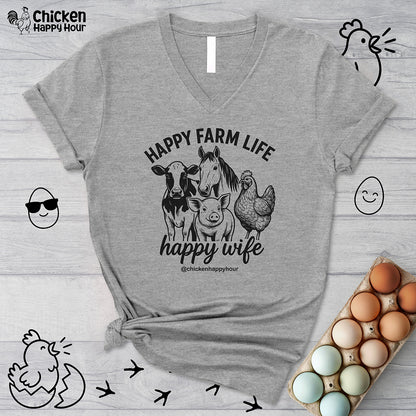 Happy Farm Life Happy Wife 01 V-Neck Tee