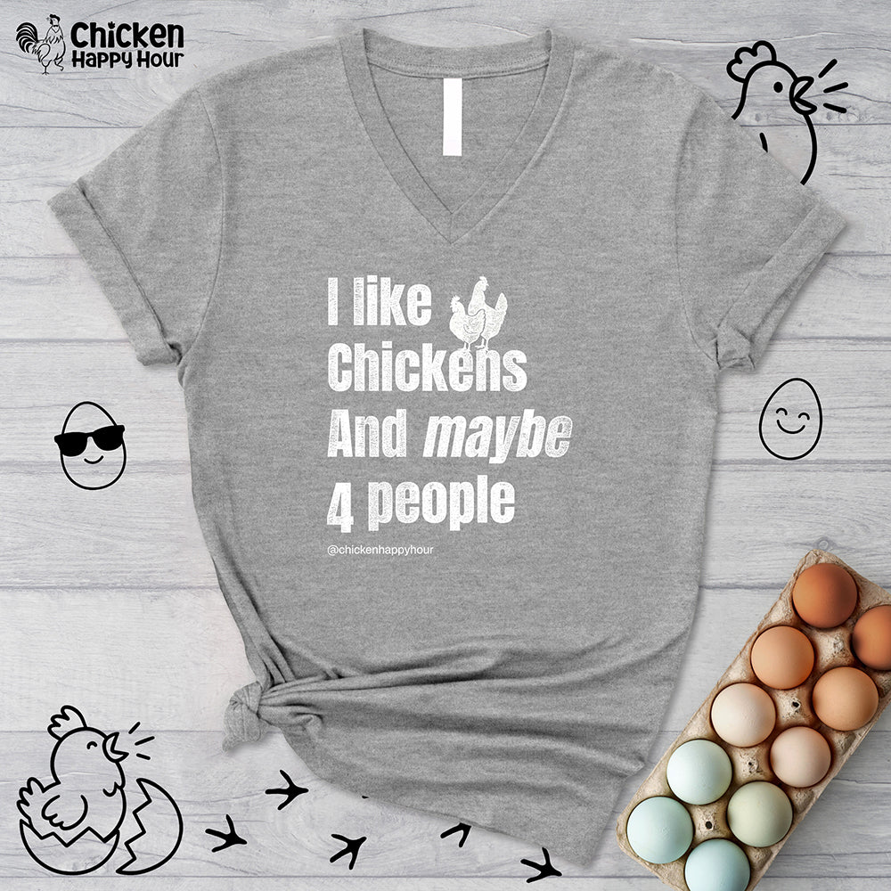 I Like Chickens V-Neck Tee
