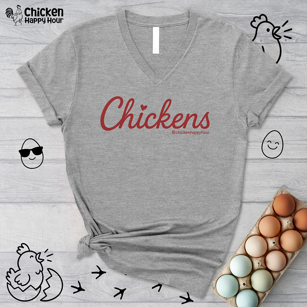 Love Chickens V-Neck Tee
