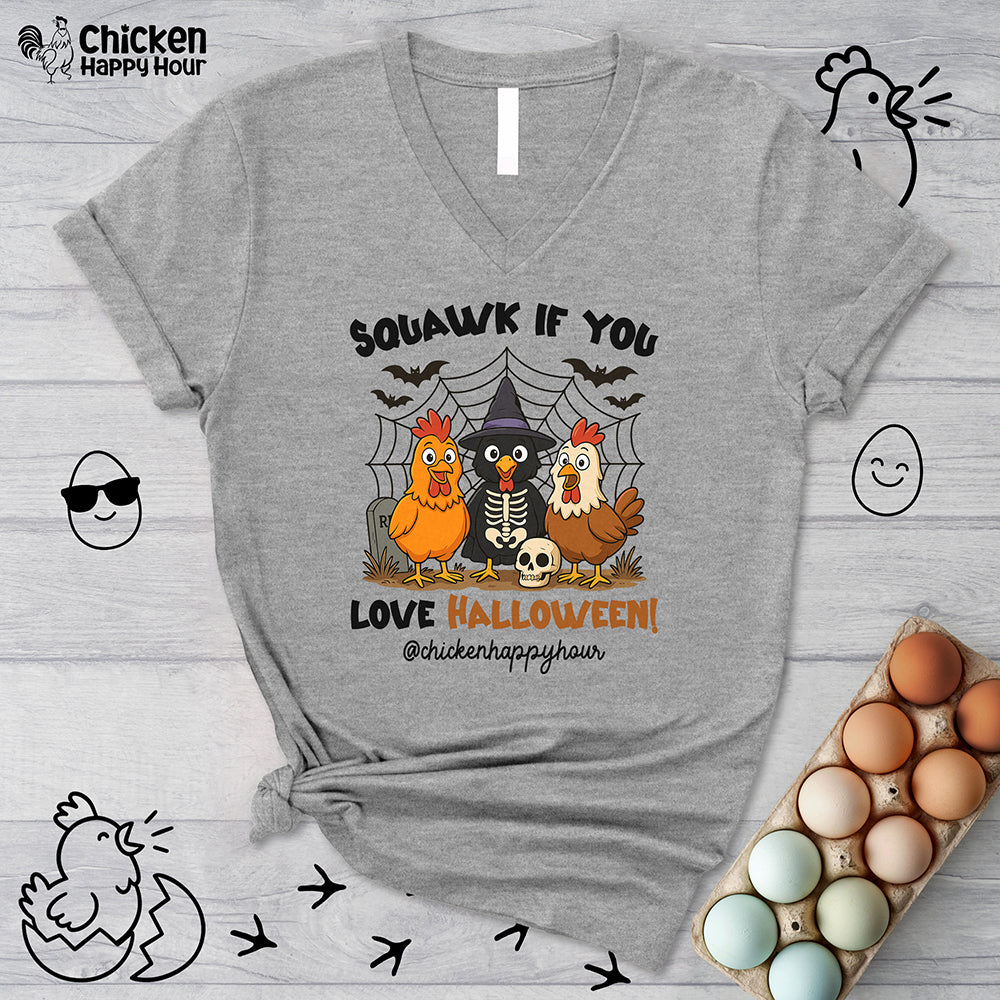 Squawk if you Love Halloween V-Neck Tee