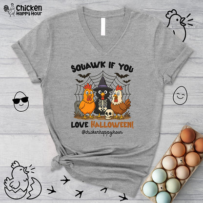 Squawk if you Love Halloween V-Neck Tee