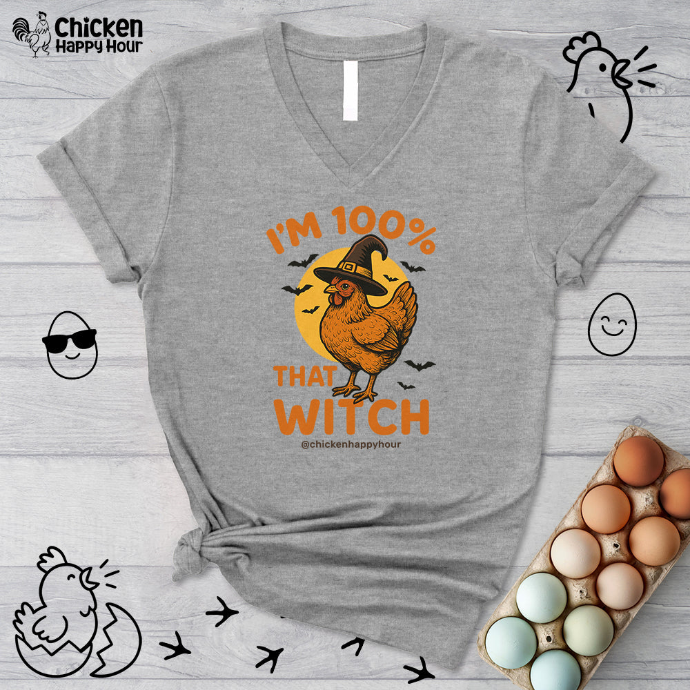 I'm 100% That Witch V-Neck Tee