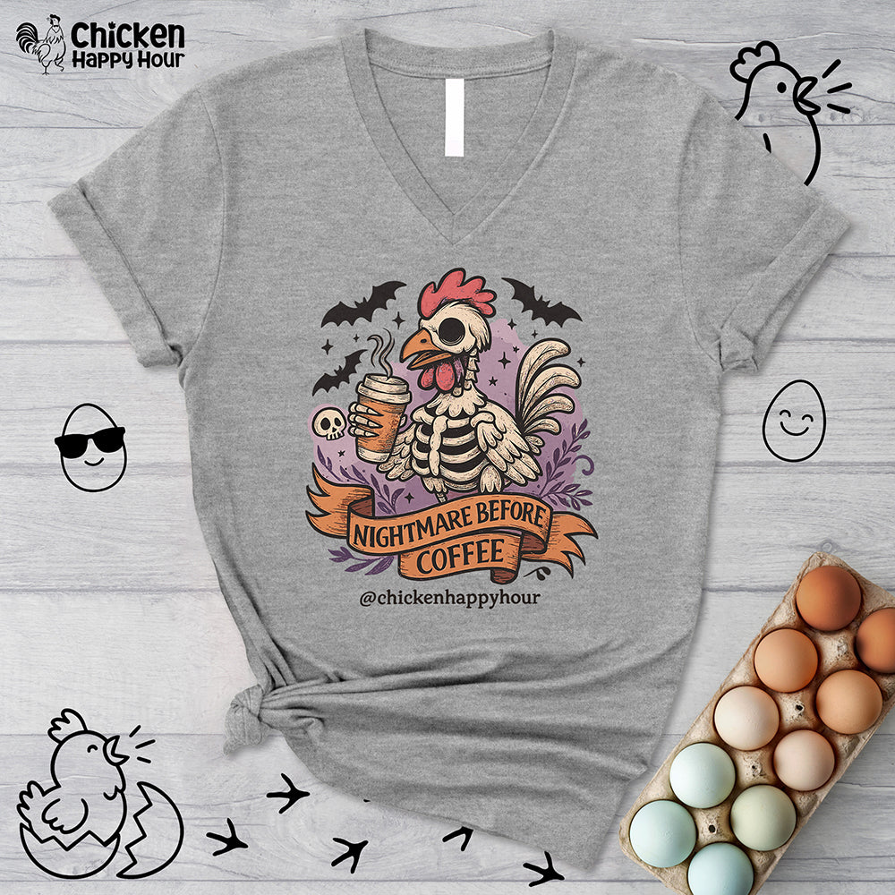 Nightmare Before Coffee V-Neck Tee