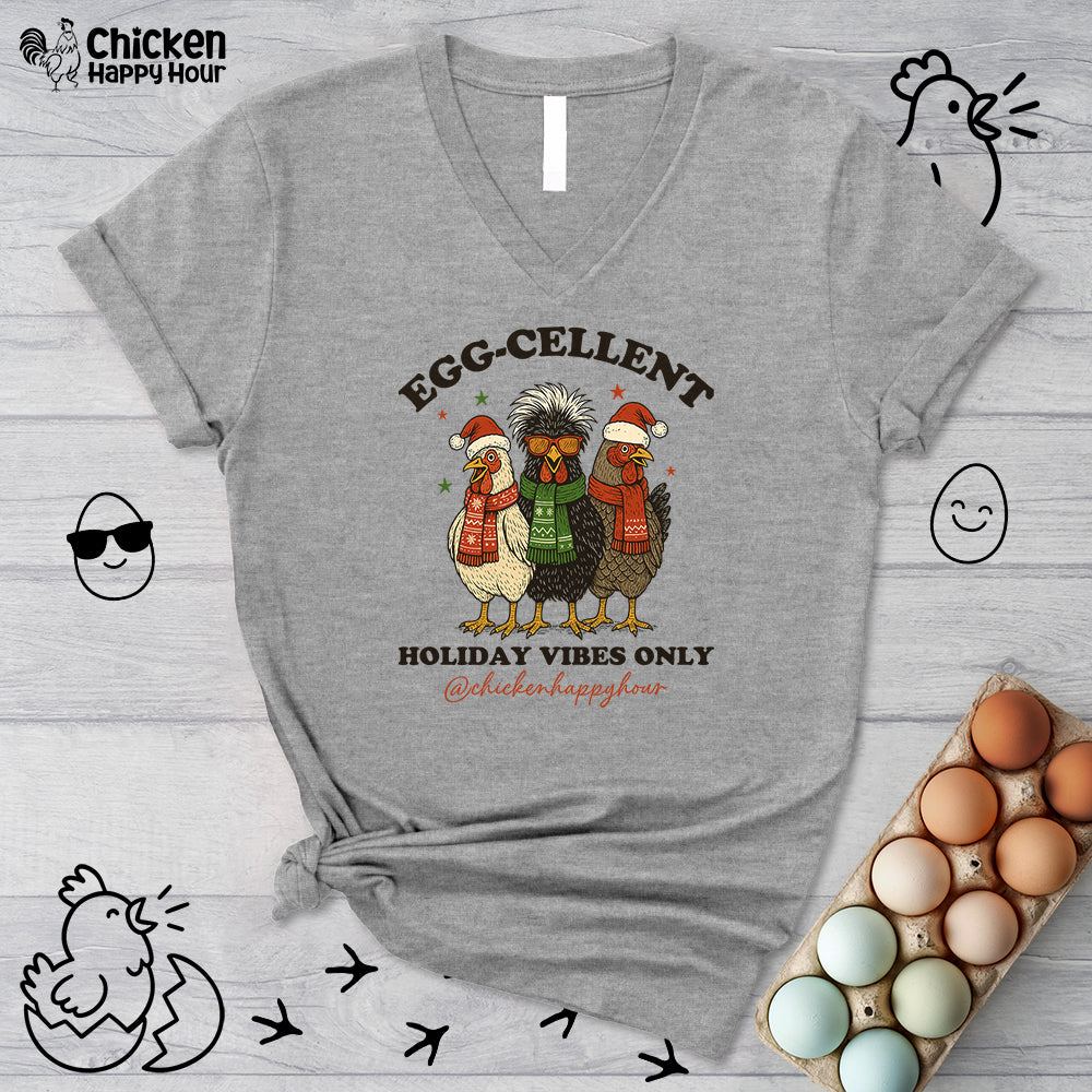 Egg-Cellent Holiday Vibes Only V-Neck Tee