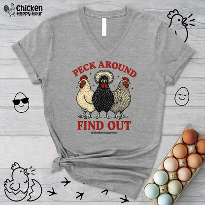 Peck Around Find Out V-Neck Tee