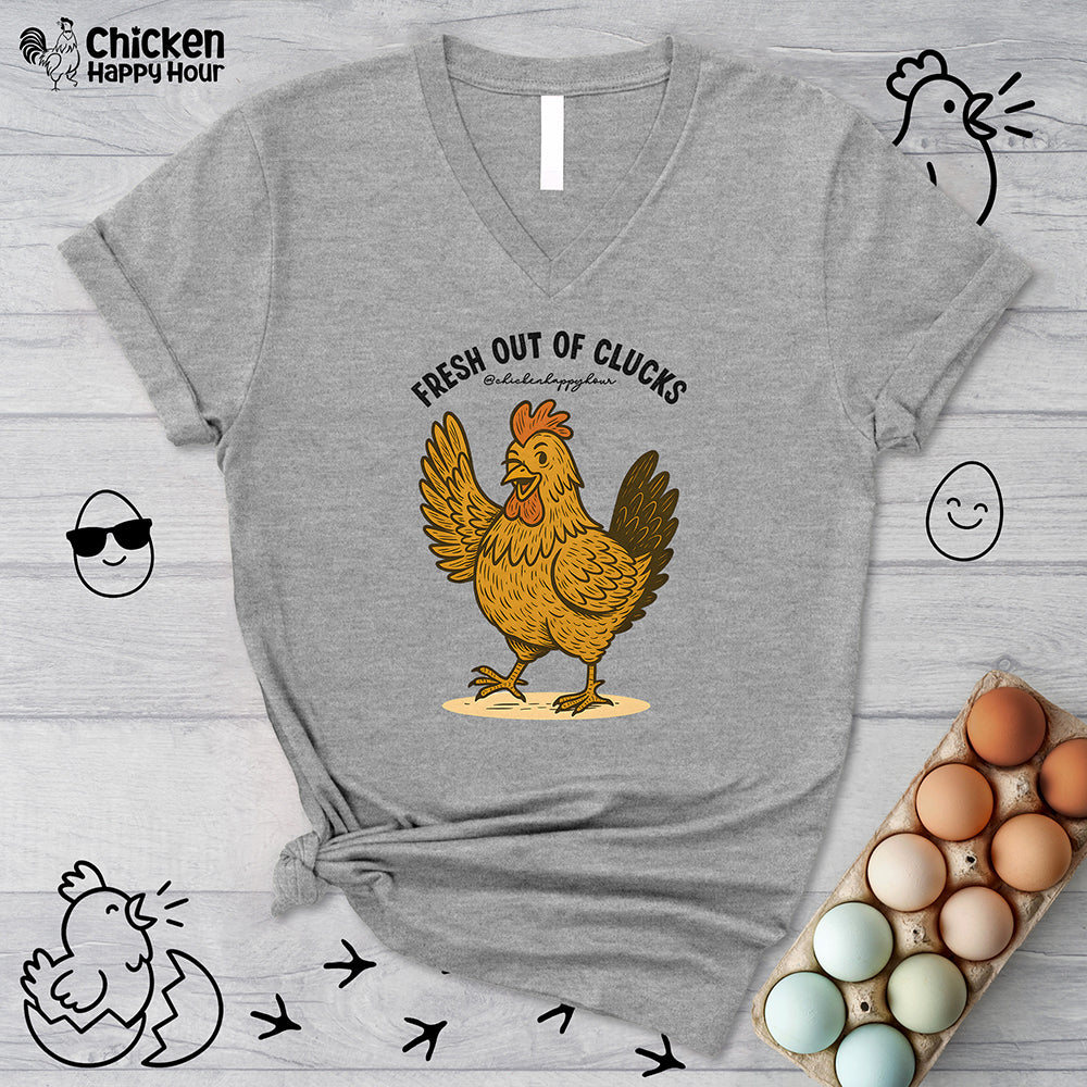 FRESH OUT OF CLUCKS V-Neck Tee