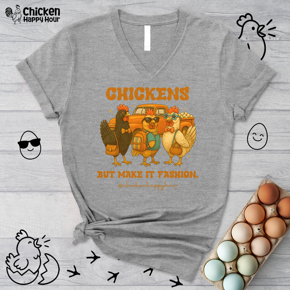 Chickens But Make it Fashion V-Neck Tee