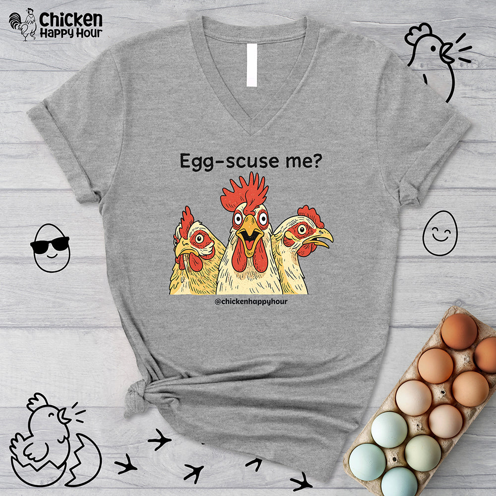 Egg-Scuse Me V-Neck Tee