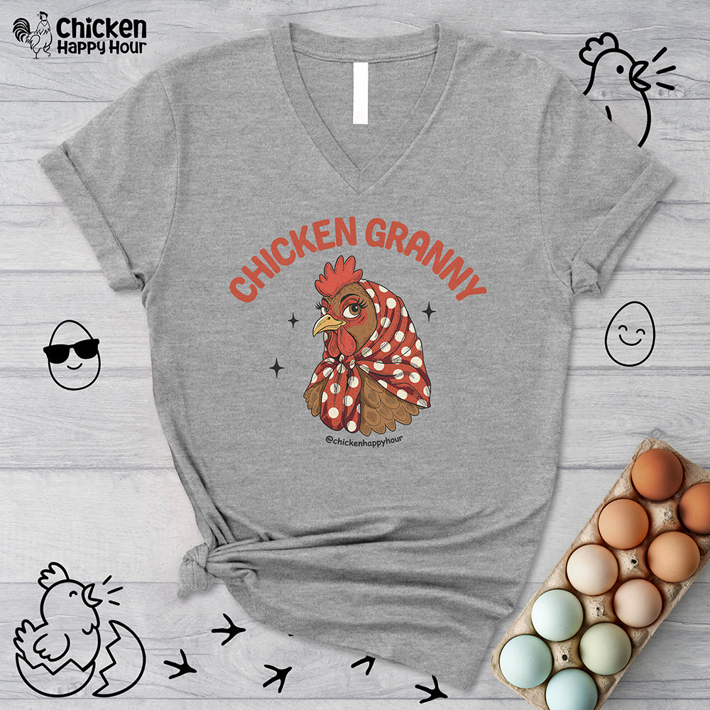Chicken Granny V-Neck Tee