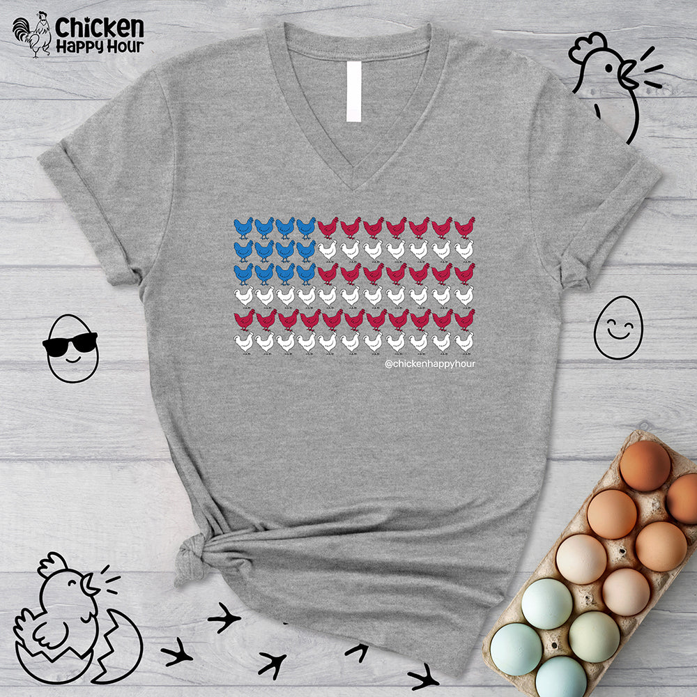 4th of July Chicken V-Neck Tee