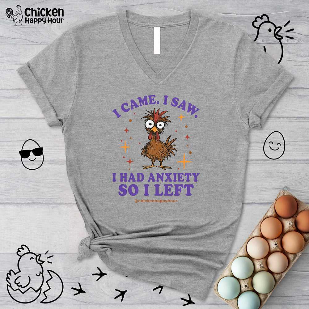 I Came I Saw I Had Anxiety I Left V-Neck Tee