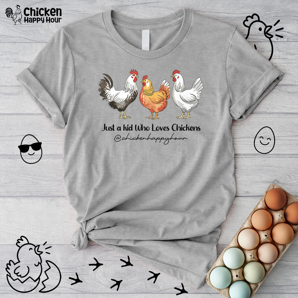 Just a Kid Who Loves Chickens Unisex Tee