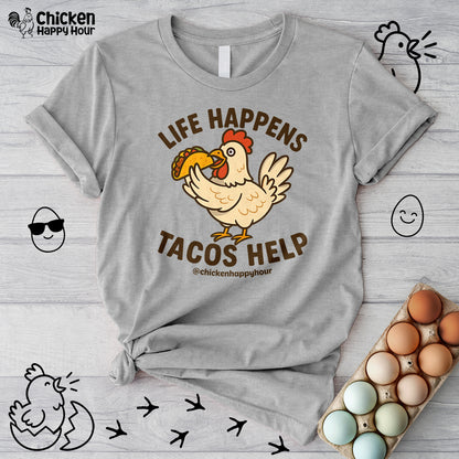Life Happens Tacos Help Unisex Tee