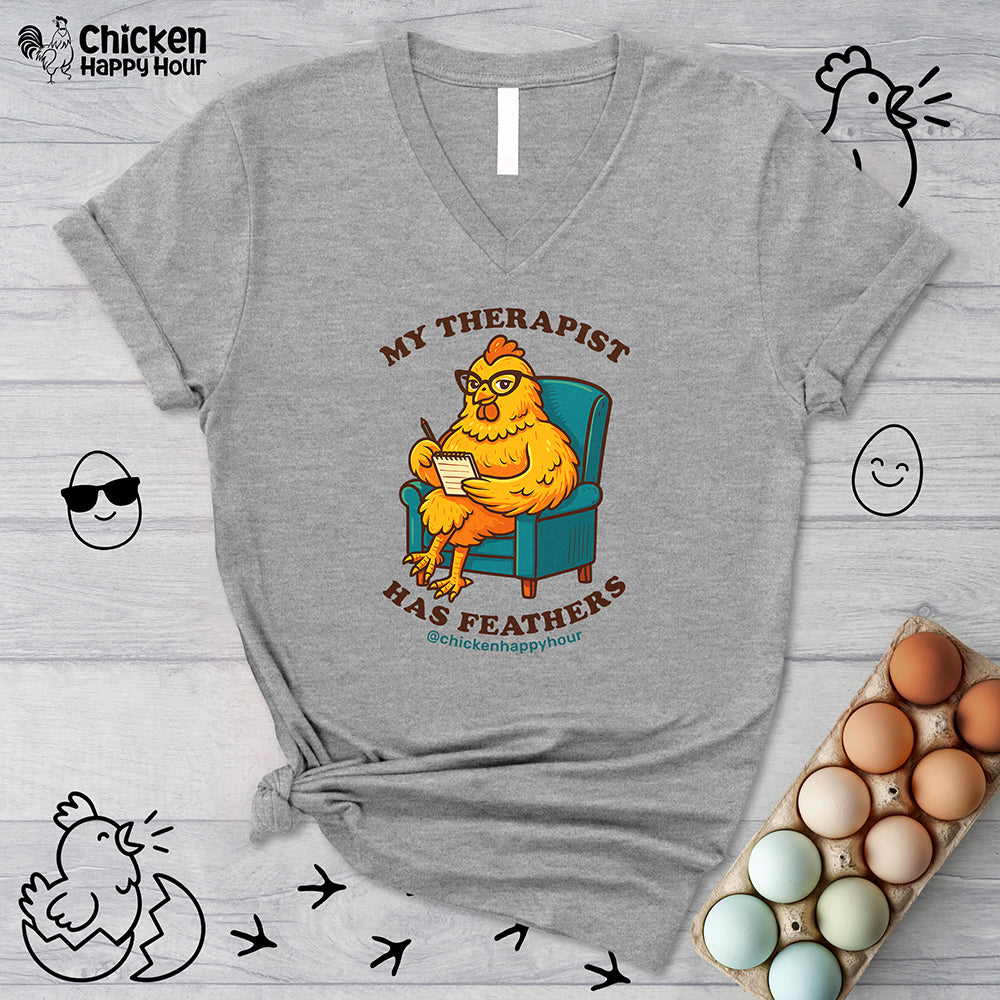 Therapist Chickens V-Neck Tee