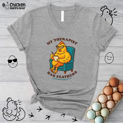 Therapist Chickens V-Neck Tee