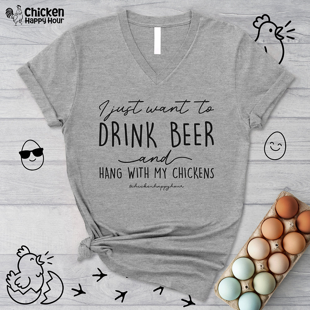 I Just Want to Drink Beer V-Neck Tee