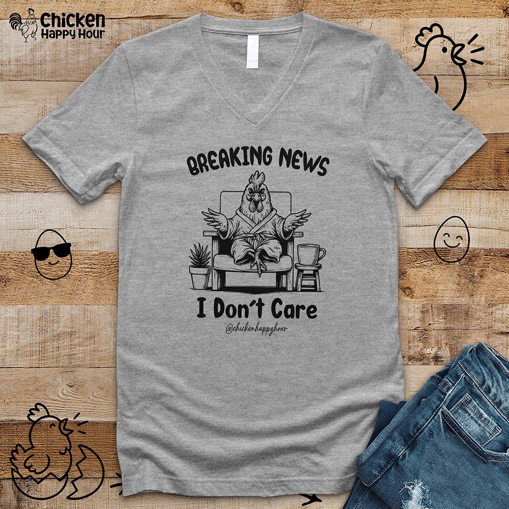 Breaking News I Don't Care V-Neck Tee