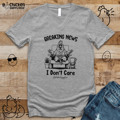 Breaking News I Don't Care V-Neck Tee