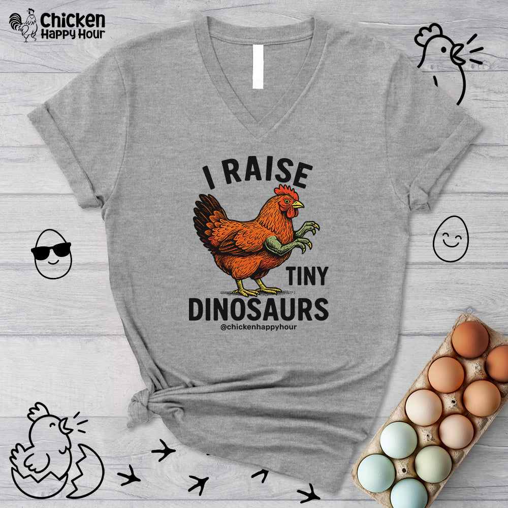 I Raise Tiny Dinosaurs V-Neck Tee