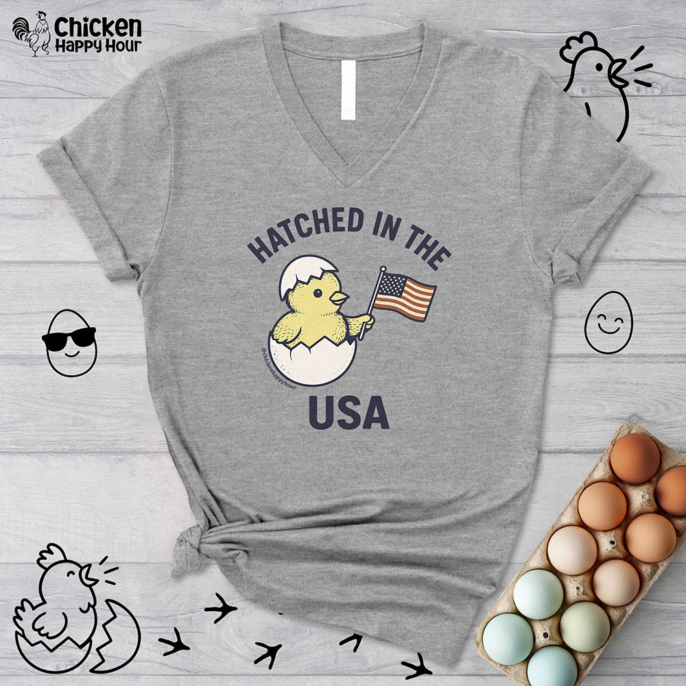 Hatched in the USA V-Neck Tee