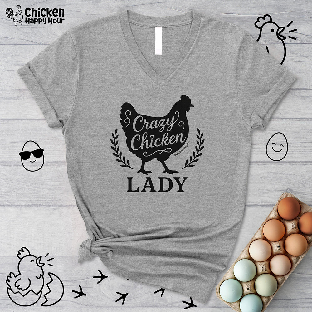 Crazy Chicken Lady V-Neck Tee