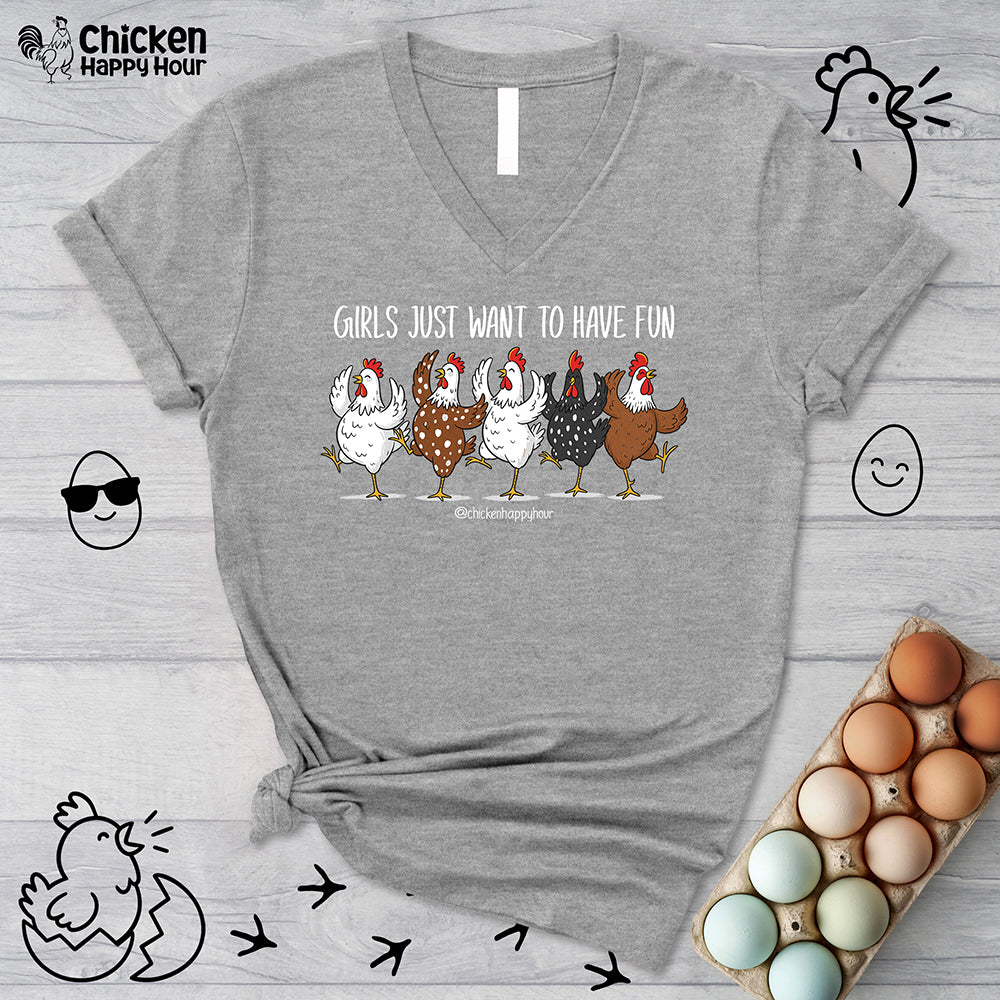 Girls Just Want To Have Vun V-Neck Tee