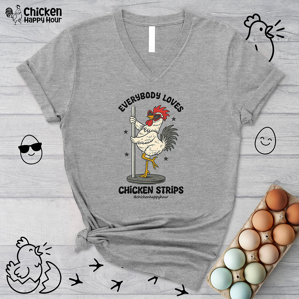Everybody Loves Chicken Strips V-Neck Tee