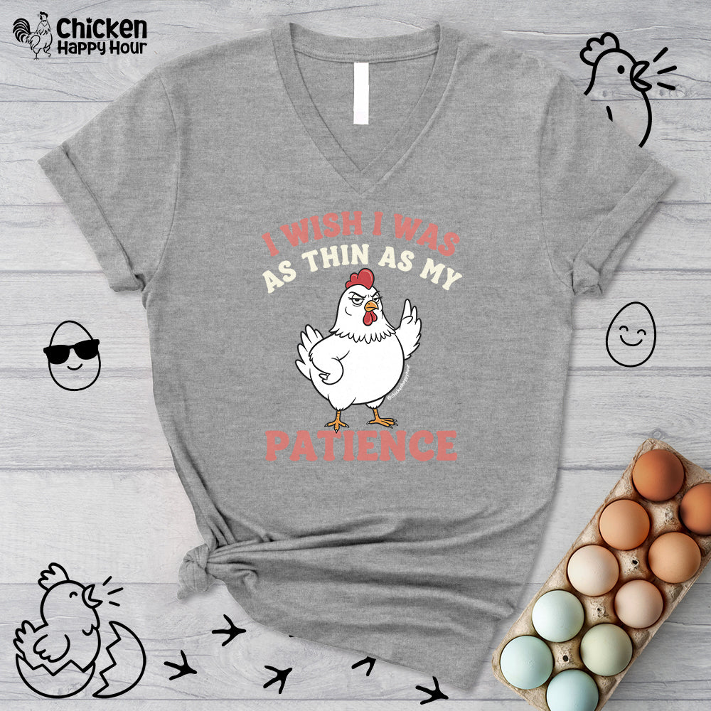 I Wish I Was as Thin as My Patience V-Neck Tee