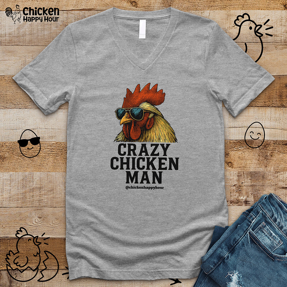 Crazy Chicken Man V-Neck Tee