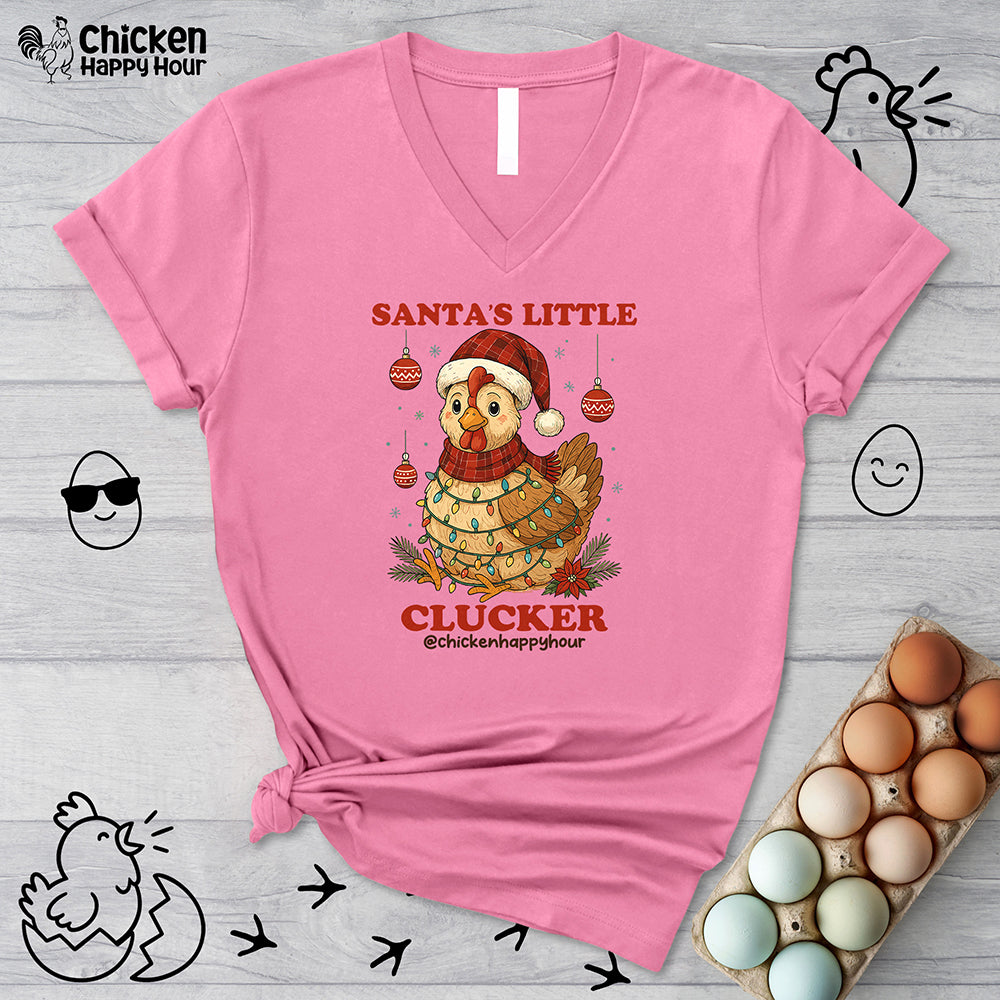 Santa’s Little Clucker V-Neck Tee