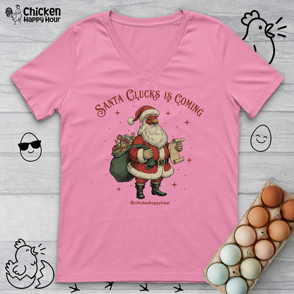 Santa Clucks Is Coming V-Neck Tee