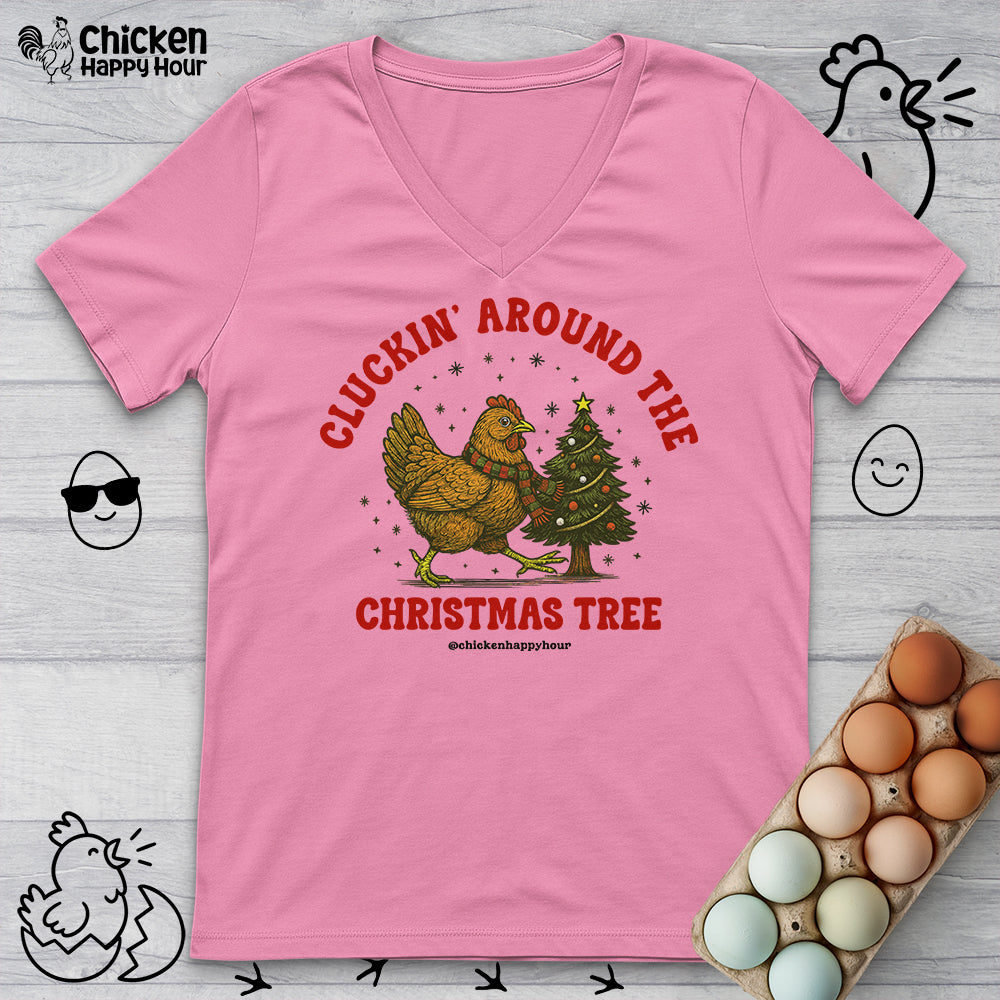 Cluckin' Around The Christmas Tree V-Neck Tee