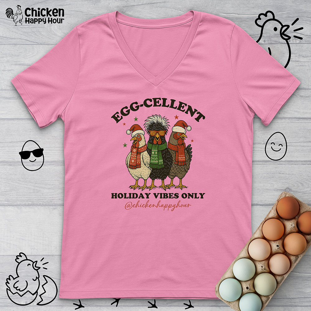 Egg-Cellent Holiday Vibes Only V-Neck Tee