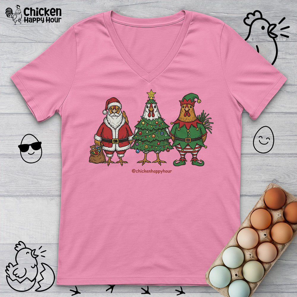 Christmas Chicken V-Neck Tee