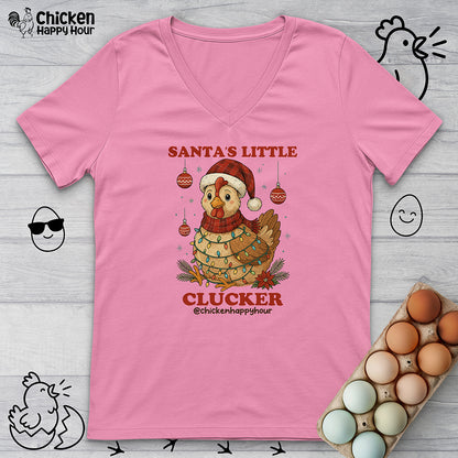 Santa’s Little Clucker V-Neck Tee