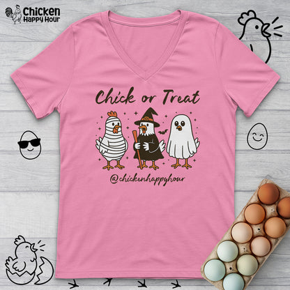 Chick or Treat V-Neck Tee